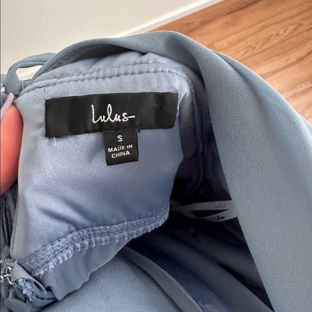 Lulu’s I'm All Yours Slate Blue Ruffled Maxi Dress Size Small - Picture 9 of 9